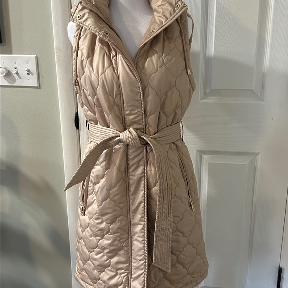 Kate Spade Bew York Spring Quilted Lin belted Vest S - Picture 4 of 9